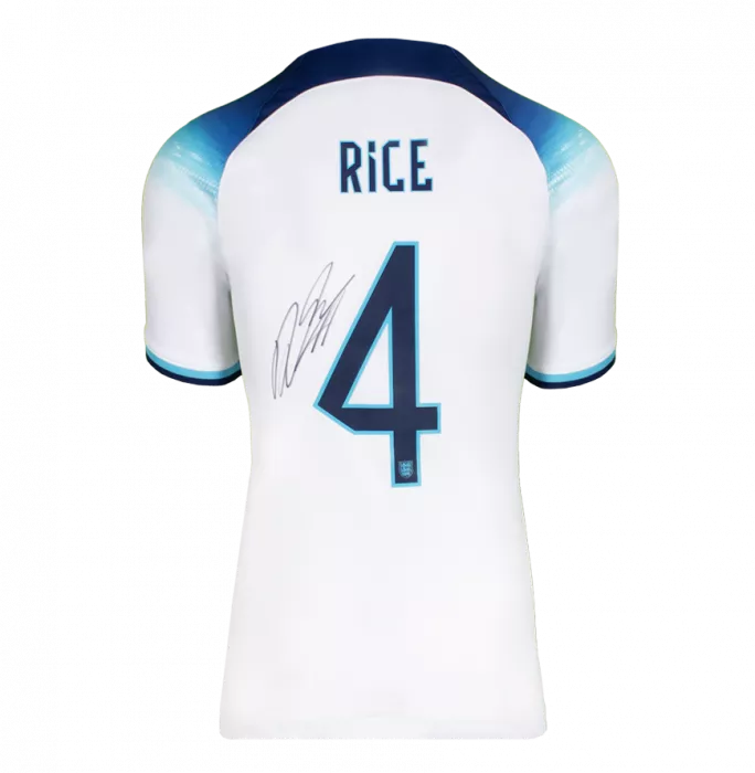 Icons Declan Rice Back Signed England 2022 Home Shirt In Classic Frame