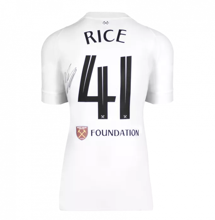 Icons Declan Rice Back Signed West Ham United 2022-23 Third Shirt - Europa Conference League Final Edition In Hero Frame: Option 1