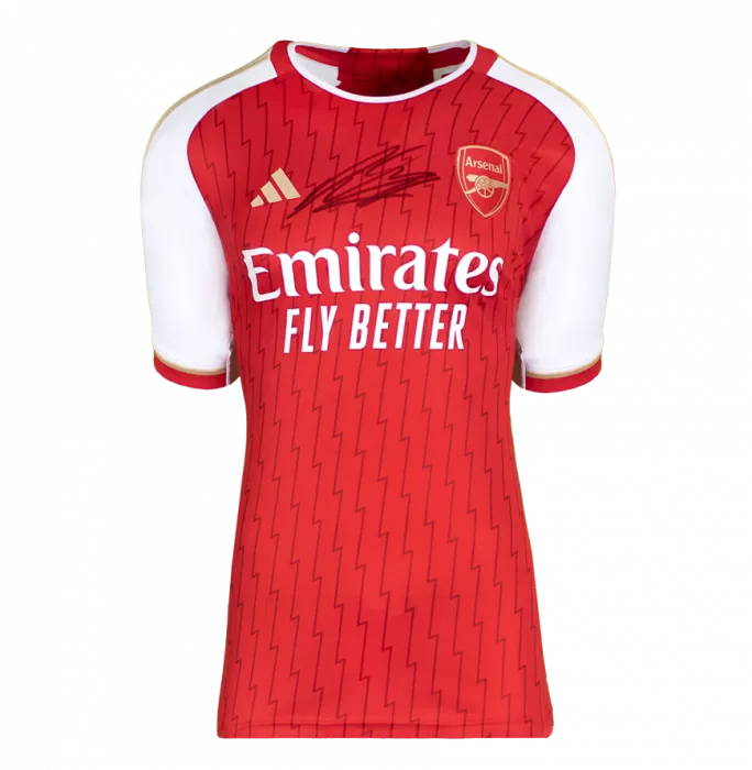 Icons Declan Rice Front Signed Arsenal 2023-24 Home Shirt In Classic Frame