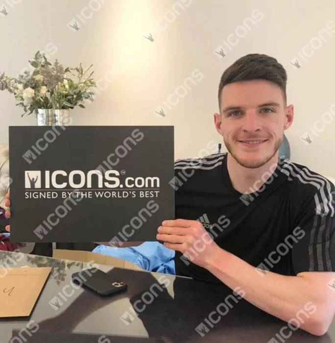 Icons Declan Rice Front Signed Arsenal 2023-24 Home Shirt In Classic Frame