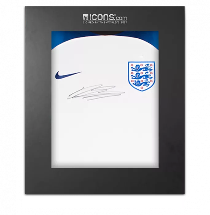 icons Declan Rice Front Signed England 2022 Home Shirt In Deluxe Packaging