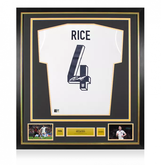 Icons Declan Rice Official FIFA World Cup™ Signed And Framed England 2024 Home Shirt