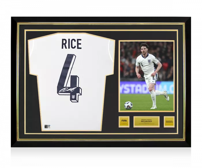 icons Declan Rice Official FIFA World Cup™ Signed and Hero Framed England 2024 Home Shirt