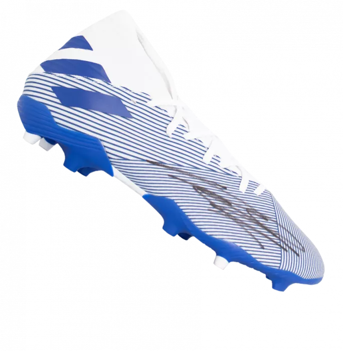 Icons Declan Rice Signed Adidas Nemesis Football Boot In Acrylic Case