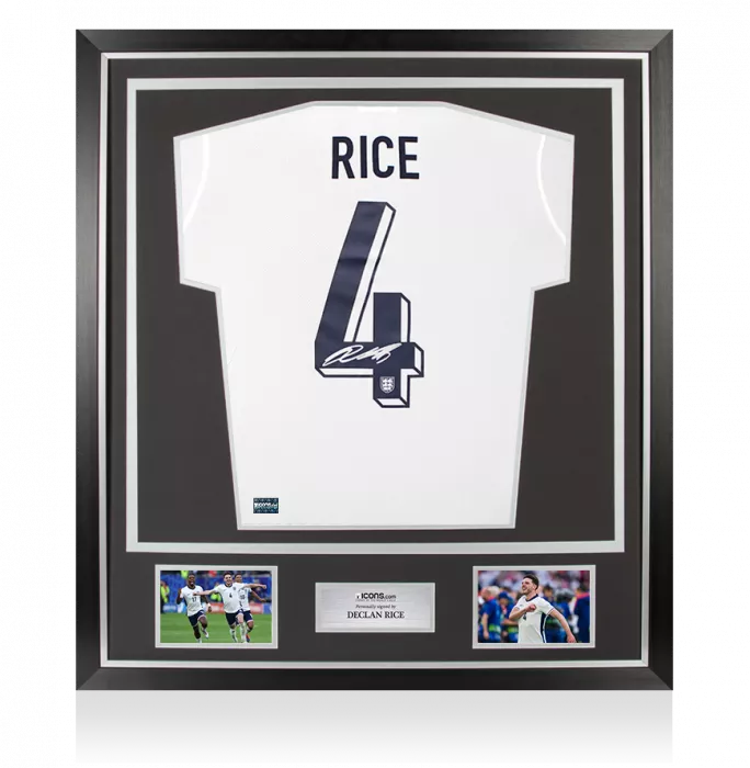 icons Declan Rice Signed England 2024 Home Shirt In Classic Frame