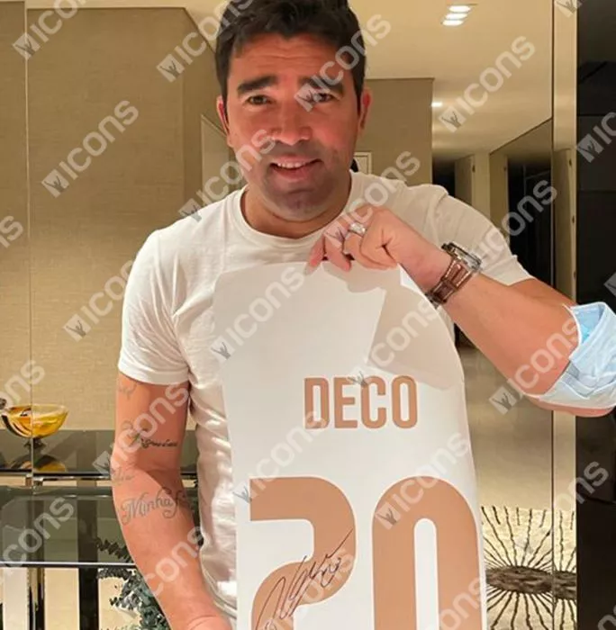Icons Deco Back Signed Portugal 2020-21 Home Shirt In Classic Frame