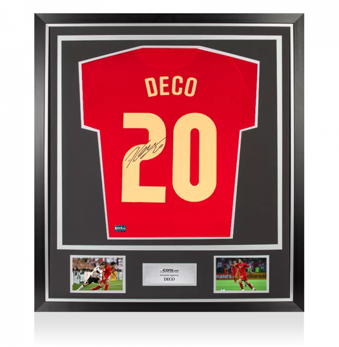 icons Deco Back Signed Portugal 2020-21 Home Shirt In Classic Frame