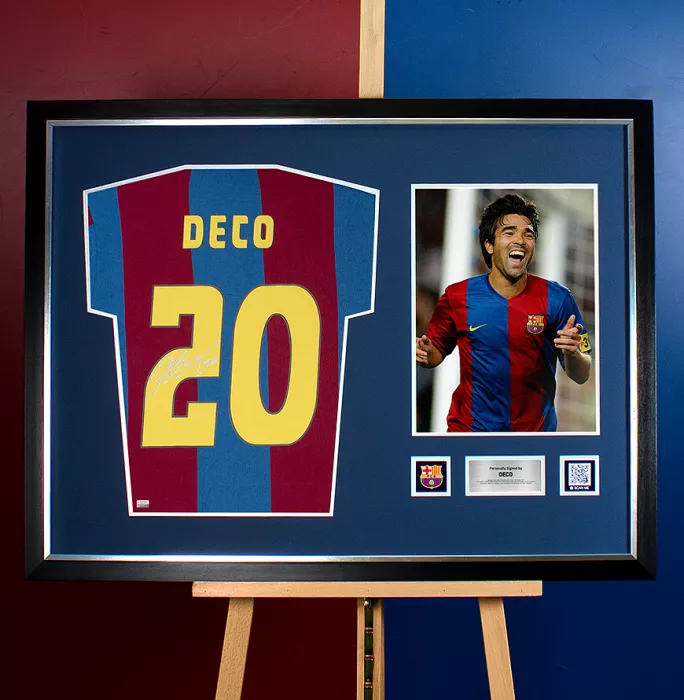 Icons Deco Official FC Barcelona Back Signed And Framed Retro Home Shirt