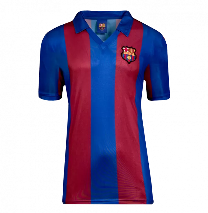 Icons Deco Official UEFA Champions League Back Signed And Hero Framed FC Barcelona Retro Home Shirt