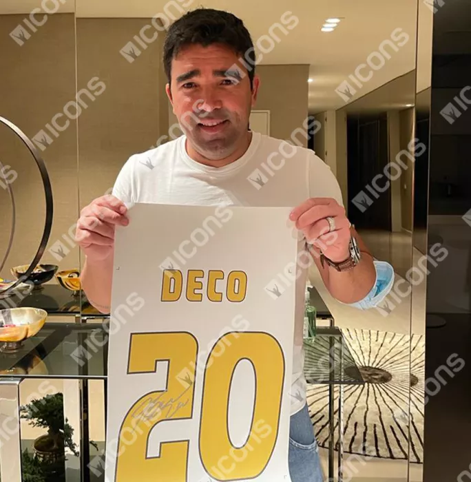 Icons Deco Official UEFA Champions League Back Signed And Framed FC Barcelona Retro Home Shirt