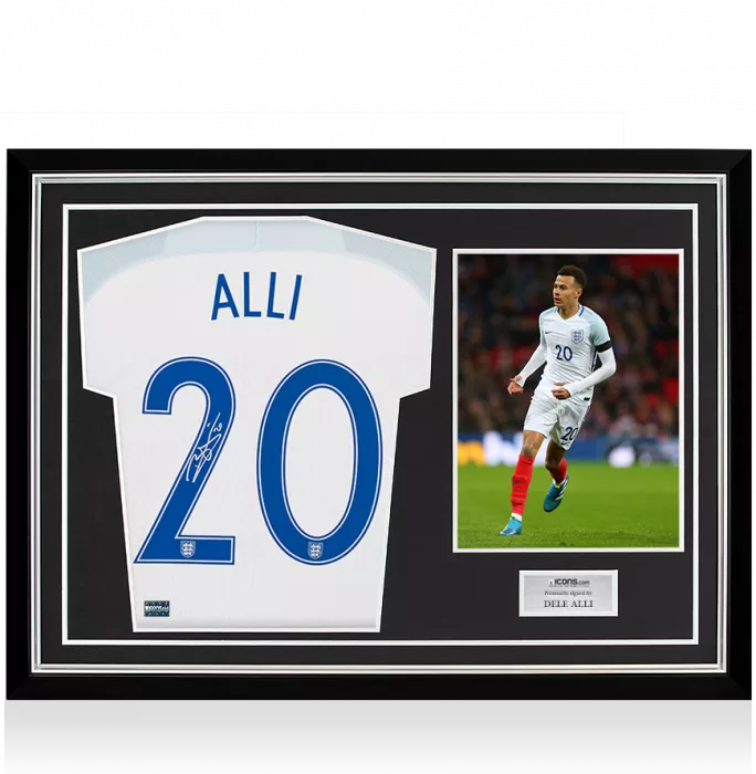icons Dele Alli Back Signed England 2016 Home Shirt In Hero Frame: Option 1