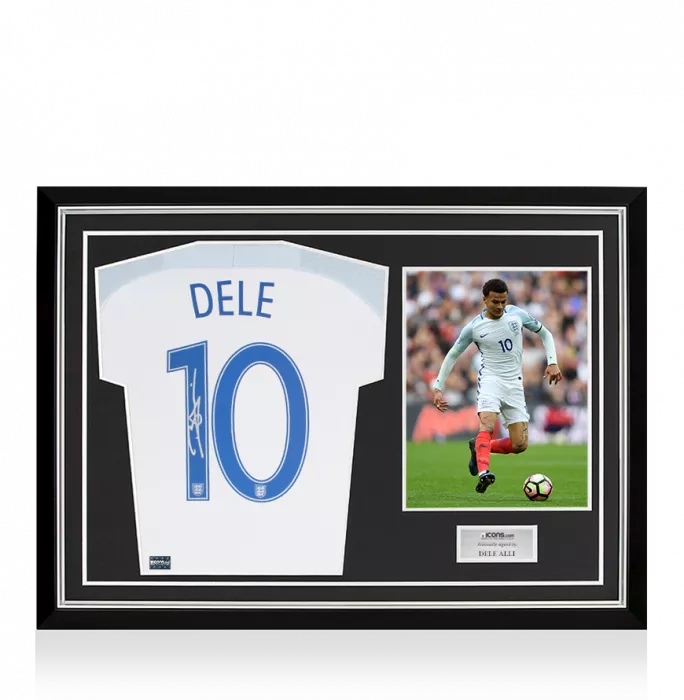 Icons Dele Alli Back Signed England 2016 Home Shirt: Number 10 Edition Home Shirt In Hero Frame: Option 1
