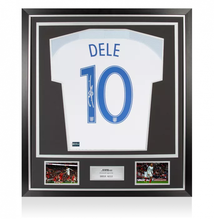 icons Dele Alli Back Signed England 2016 Home Shirt: Number 10 Edition In Classic Frame