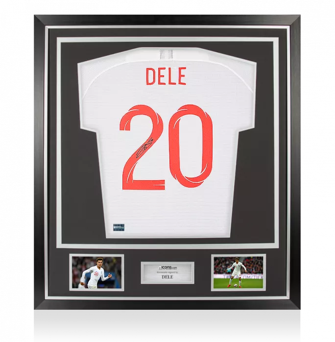 icons Dele Alli Back Signed England 2018-19 Home Shirt With Fan Style Numbers In Classic Frame