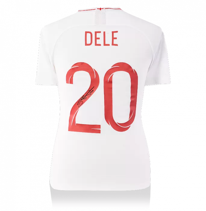 icons Dele Alli Back Signed England 2018-19 Home Shirt With Fan Style Numbers