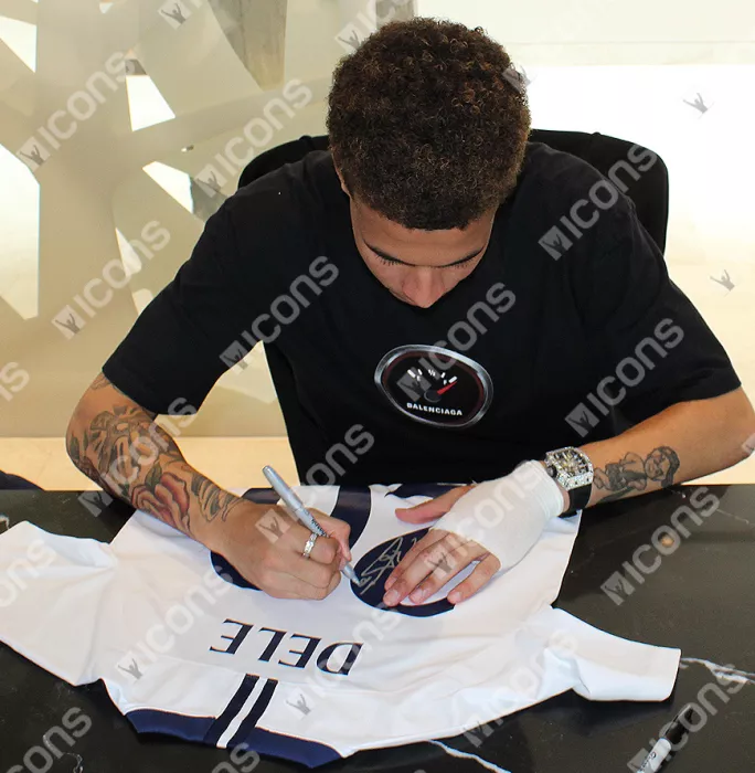 Icons Dele Alli Back Signed Tottenham Hotspur 2018-19 Home Shirt In Classic Frame: UEFA Champions League Edition