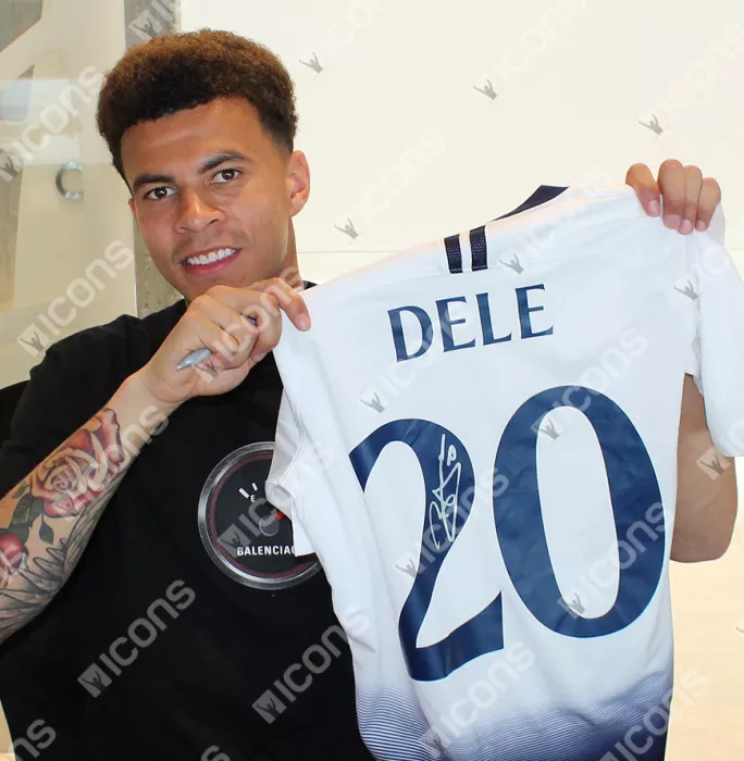 Icons Dele Alli Back Signed Tottenham Hotspur 2018-19 Home Shirt In Classic Frame: UEFA Champions League Edition