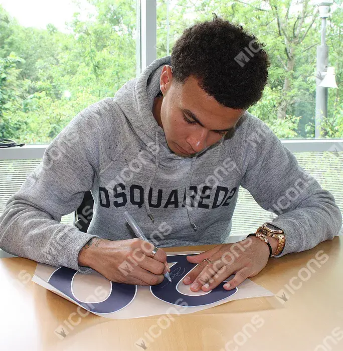 Icons Dele Alli Back Signed Tottenham Hotspur 2018-19 Home Shirt With Fan Style Numbers