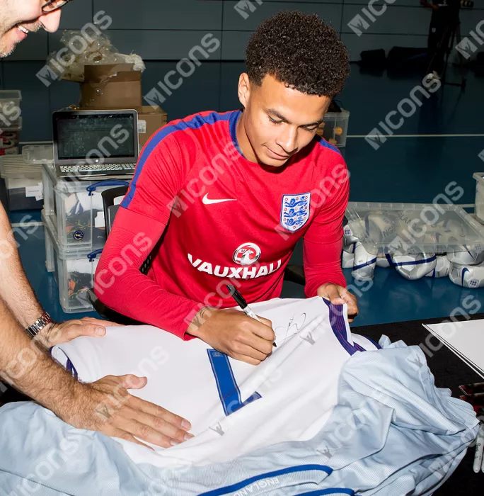 Icons Dele Alli England Back Signed 2016-17 Home Shirt: Number 10 Side Signature