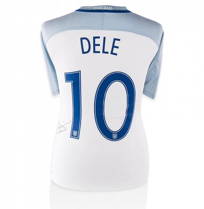 Icons Dele Alli England Back Signed 2016-17 Home Shirt: Number 10 Side Signature