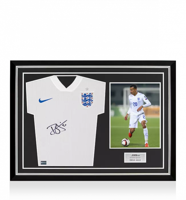 Icons Dele Alli Front Signed England 2014-15 Home Shirt Home Shirt In Hero Frame: Option 1