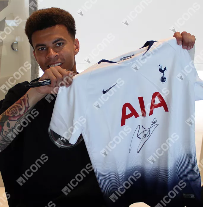 Icons Dele Alli Front Signed Tottenham Hotspur 2018-19 Home Shirt In Classic Frame