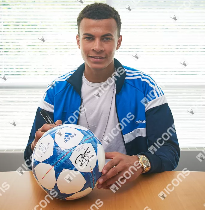 Icons Dele Alli Signed 2015-16 UEFA Champions League Football In Acrylic Case