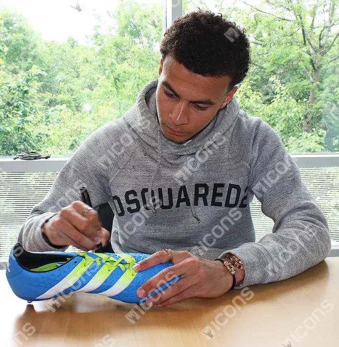 Icons Dele Alli Signed Blue And Green Adidas X 16.3 Boot