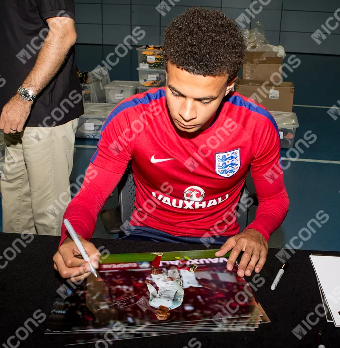 Icons Dele Alli Signed Landscape England Photo In Premium Photo Frame: Goal Vs Malta