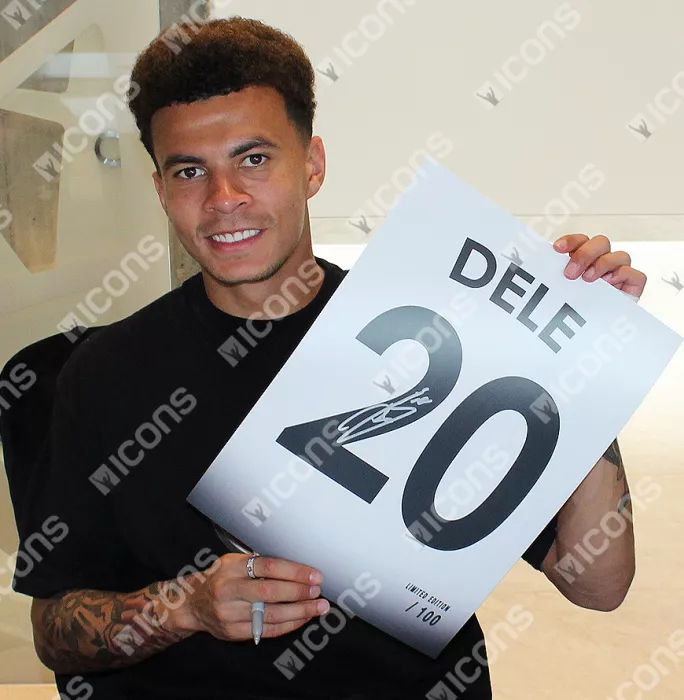 Icons Dele Alli Signed Tottenham Hotspur 2018-19 Home Shirt Print In Black Wooden Frame: Limited Edition 'Dele 20'