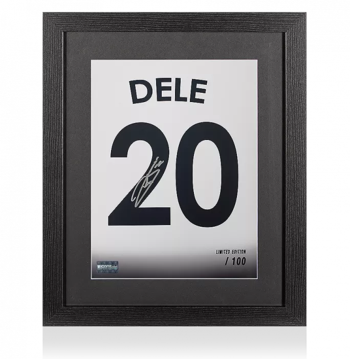 icons Dele Alli Signed Tottenham Hotspur 2018-19 Home Shirt Print In Black Wooden Frame: Limited Edition 'Dele 20'