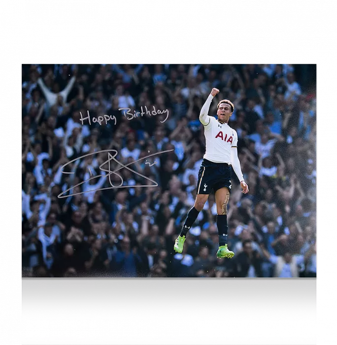 icons Dele Alli Signed Tottenham Hotspur Photo: Fans' Favourite With "Happy Birthday" Inscription