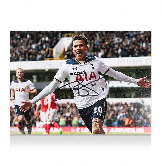 Icons Dele Alli Signed Tottenham Hotspur Photo In Black Wooden Frame: North London Derby Goal With "COYS" Inscription