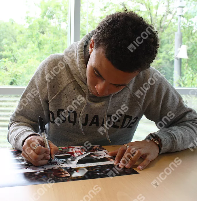 Icons Dele Alli Signed Tottenham Hotspur Photo In Black Wooden Frame: North London Derby Goal With "COYS" Inscription