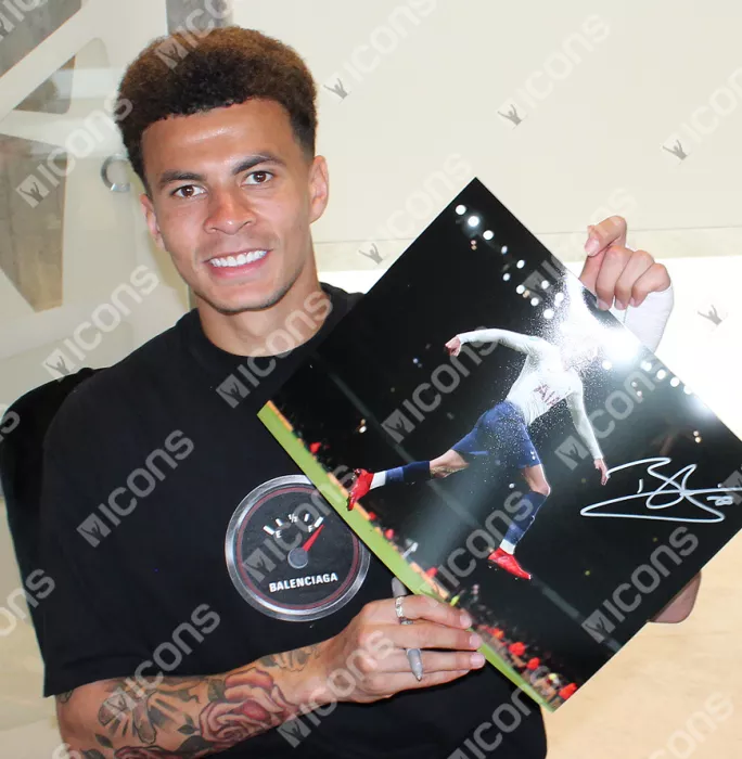 Icons Dele Alli Signed Tottenham Hotspur Photo In Black Wooden Frame: North London Derby Goal Vs Arsenal