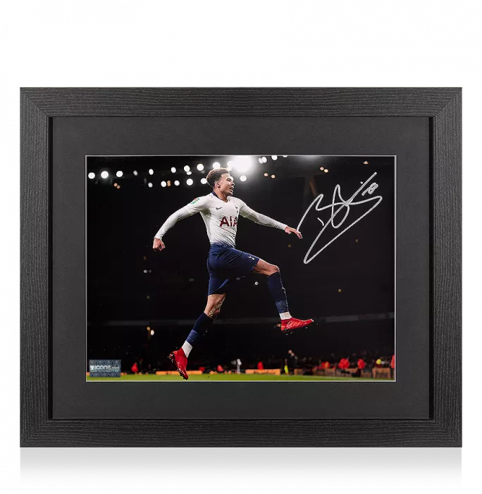 icons Dele Alli Signed Tottenham Hotspur Photo In Black Wooden Frame: North London Derby Goal vs Arsenal