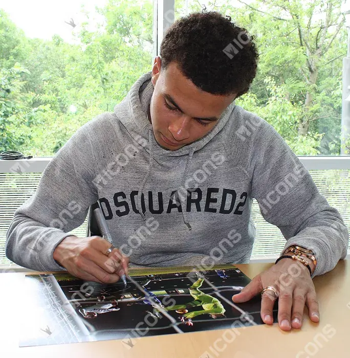Icons Dele Alli Signed Tottenham Hotspur Photo In Black Wooden Frame: Brace Vs Chelsea