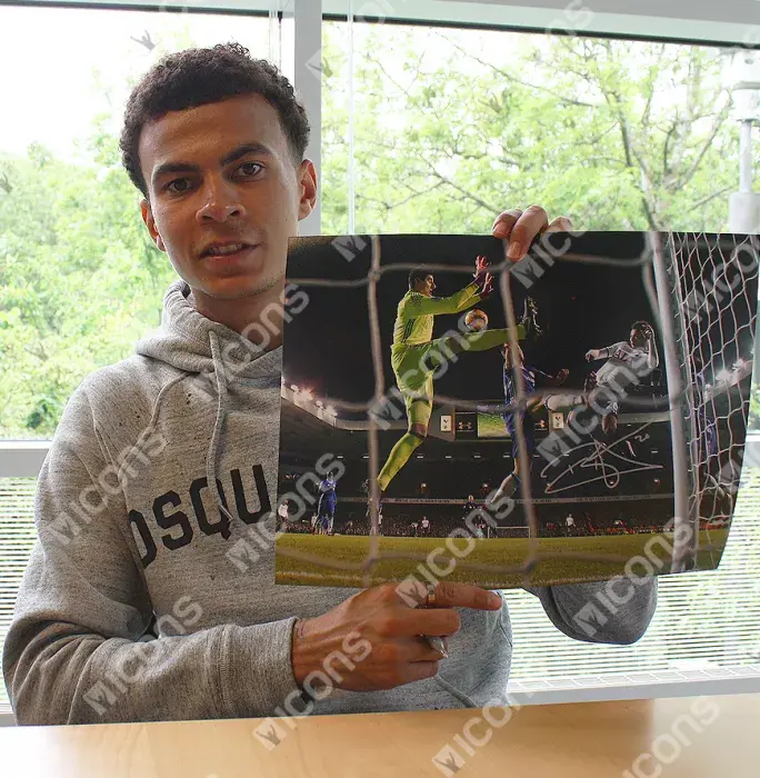 Icons Dele Alli Signed Tottenham Hotspur Photo In Black Wooden Frame: Brace Vs Chelsea