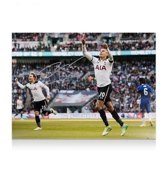 Icons Dele Alli Signed Tottenham Hotspur Photo In Black Wooden Frame: Wembley Goal Vs Chelsea