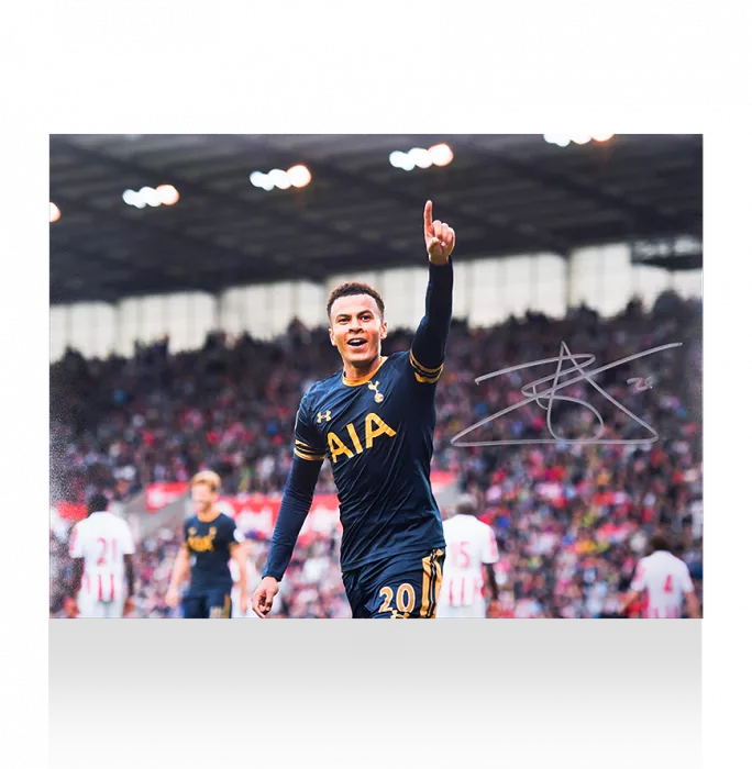 Icons Dele Alli Signed Tottenham Hotspur Photo In Black Wooden Frame: Goal Vs Stoke City