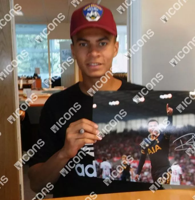 Icons Dele Alli Signed Tottenham Hotspur Photo In Black Wooden Frame: Goal Vs Stoke City