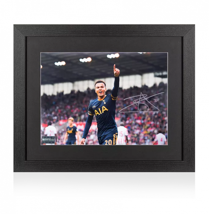 icons Dele Alli Signed Tottenham Hotspur Photo In Black Wooden Frame: Goal vs Stoke City