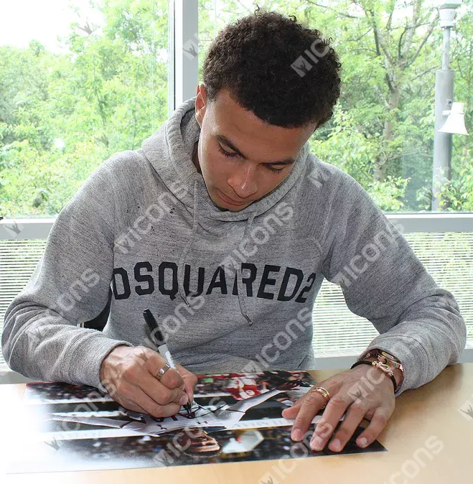 Icons Dele Alli Signed Tottenham Hotspur Photo In Black Wooden Frame: North London Derby Goal