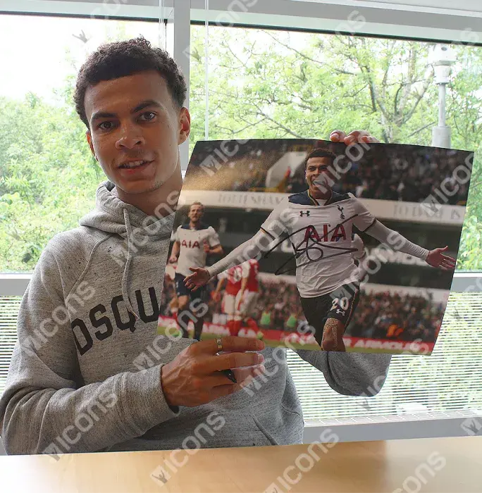 Icons Dele Alli Signed Tottenham Hotspur Photo In Black Wooden Frame: North London Derby Goal