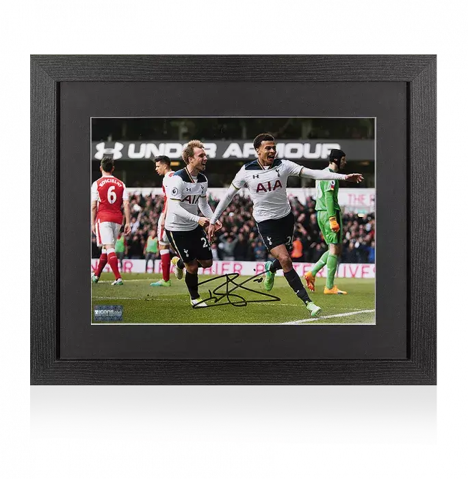 icons Dele Alli Signed Tottenham Hotspur Photo In Black Wooden Frame: Goal vs Arsenal
