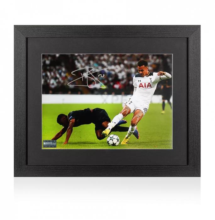icons Dele Alli Signed Tottenham Hotspur Photo In Black Wooden Frame: UEFA Champions League Debut