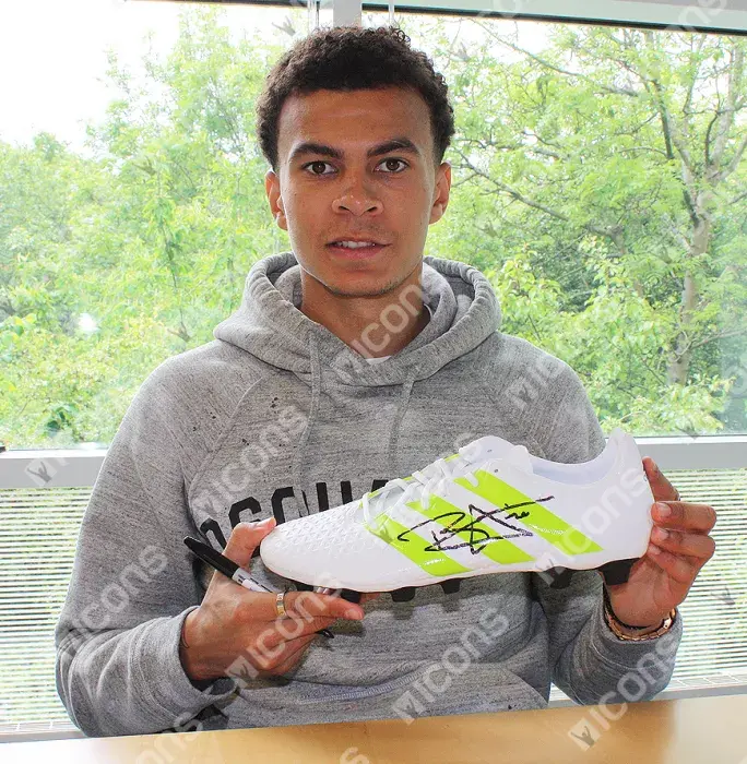 Icons Dele Alli Signed White And Green Adidas X 16.4 Boot