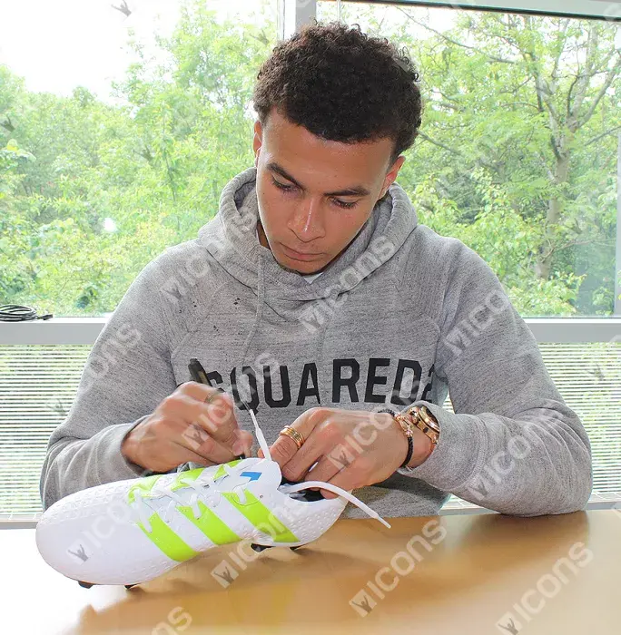 Icons Dele Alli Signed White And Green Adidas X 16.4 Boot
