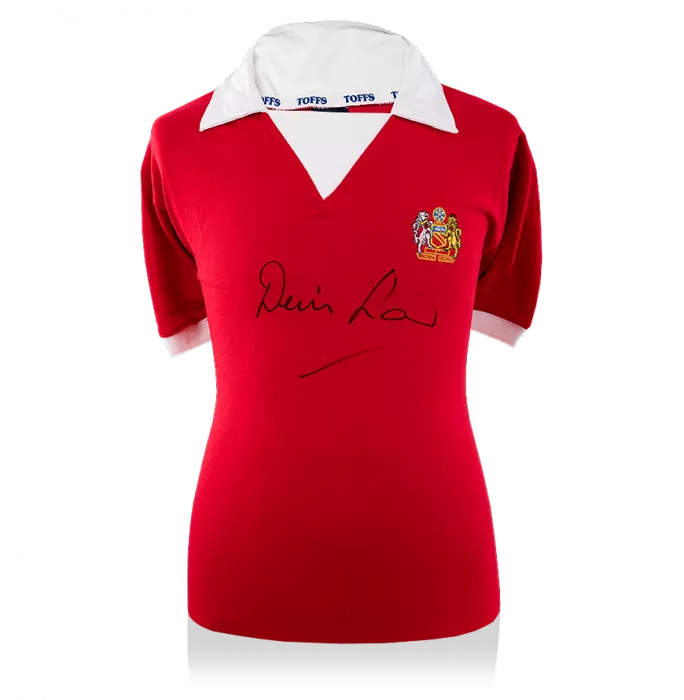 Icons Denis Law Front Signed Retro Manchester United Home Shirt