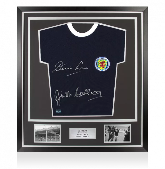 icons Denis Law & Jim McCalliog Dual Signed Scotland 1967 Home Shirt In Classic Frame